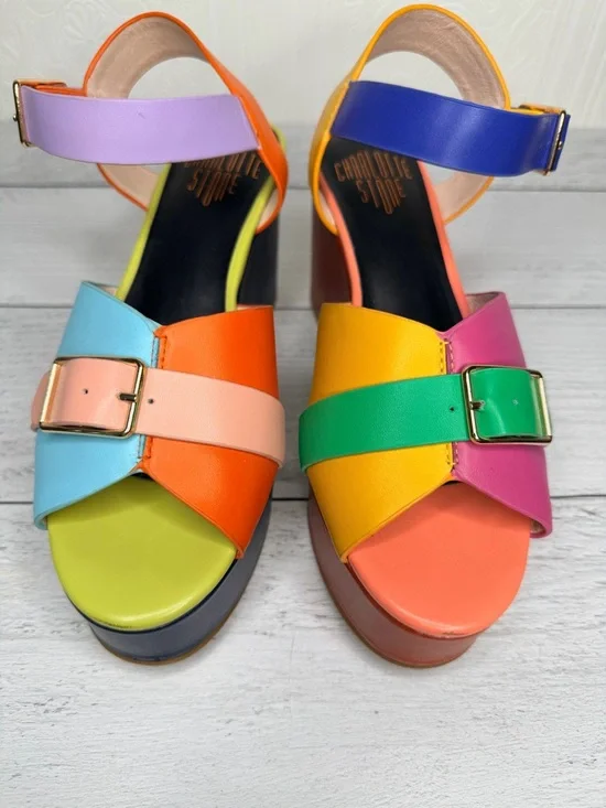 Charlotte Stone Raf Multicolor Leather Platform Sandals 7 - Picture 8 of 9